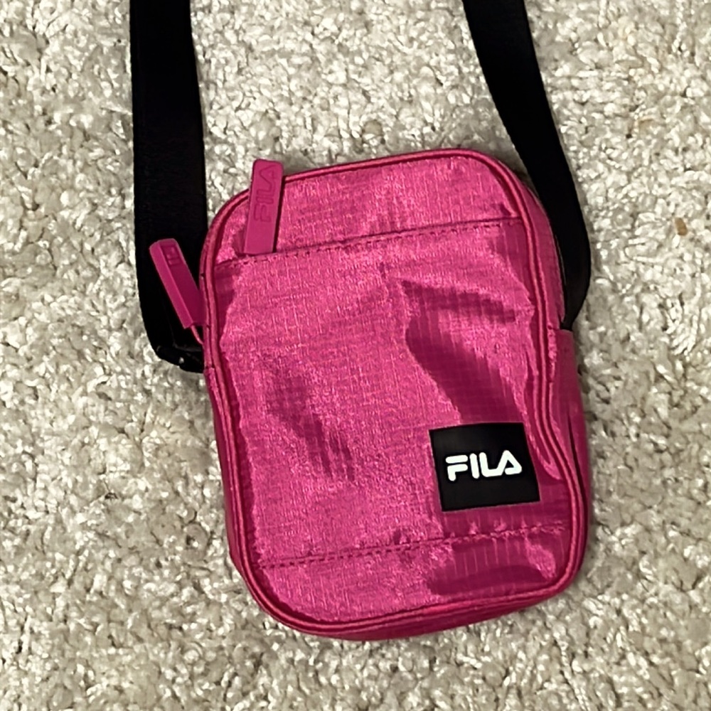 Fila Pink Crossbody Bag, 7” high x 5” wide x 1” depth